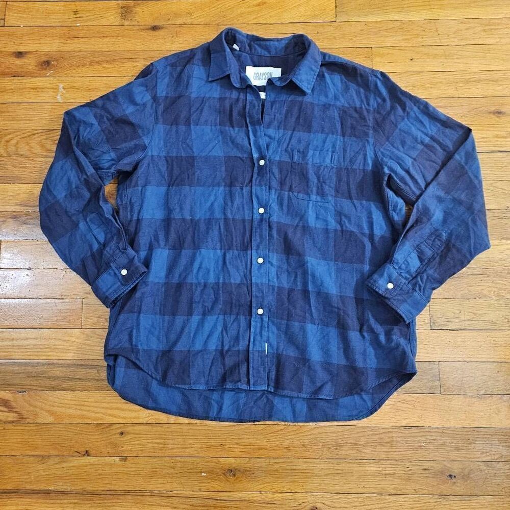 Grayson The Hero Blue Plaid Cotton Button Up Shirt Size 05